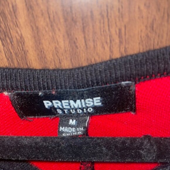 Premise Studio Red & Black Chevron Stripe Sweater | Size M - Picture 3 of 3